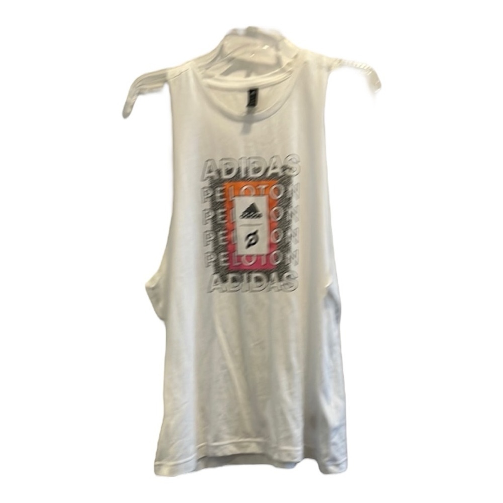 Adidas White Graphic Tank Top peloton- women size large